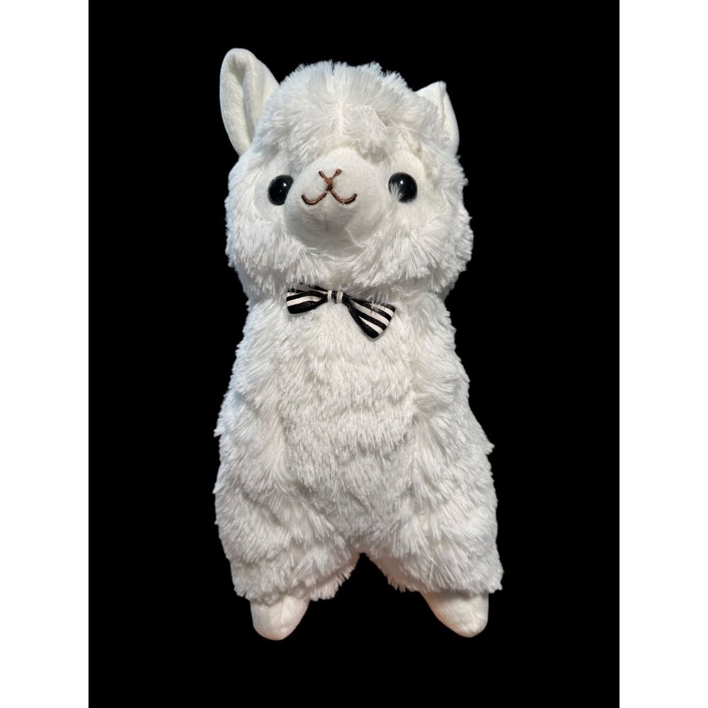 Plush Alpaca Stuffed Animal With Bow Tie 12" Tall White Pet pets farm kids